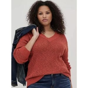 Torrid Slouchy V-neck Burnt Orange Sweater